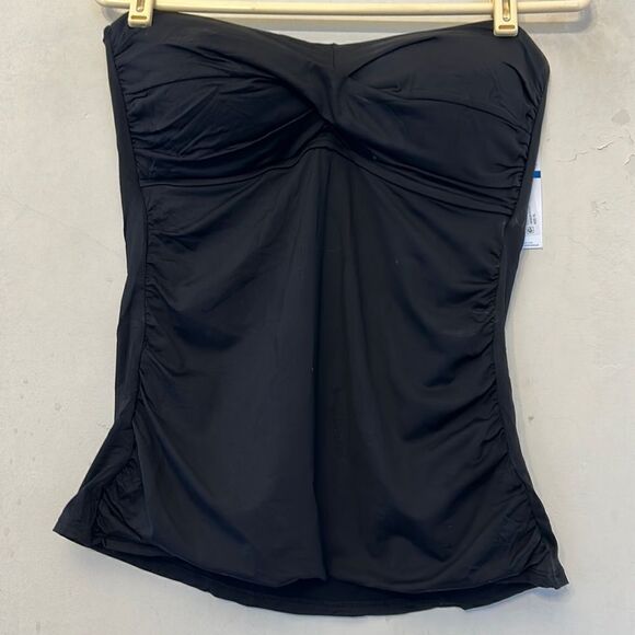 Anne Cole black strapless bathing suit top Size XL New - Picture 1 of 11